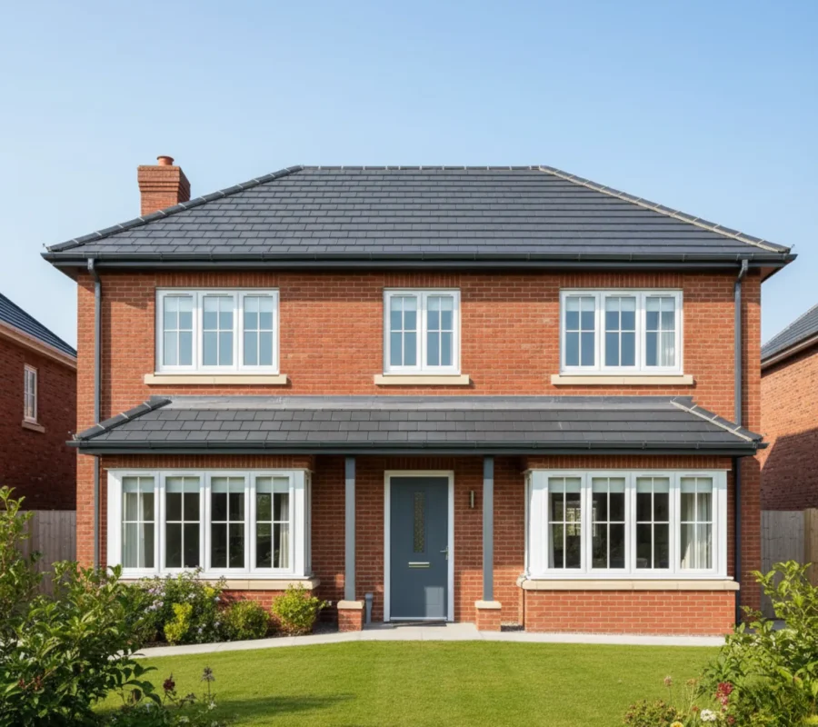 Modern British home with new grey UPVC fascia installation in Chipperfield, Hertfordshire Modern British home with new grey UPVC fascia installation in Chipperfield, Hertfordshire